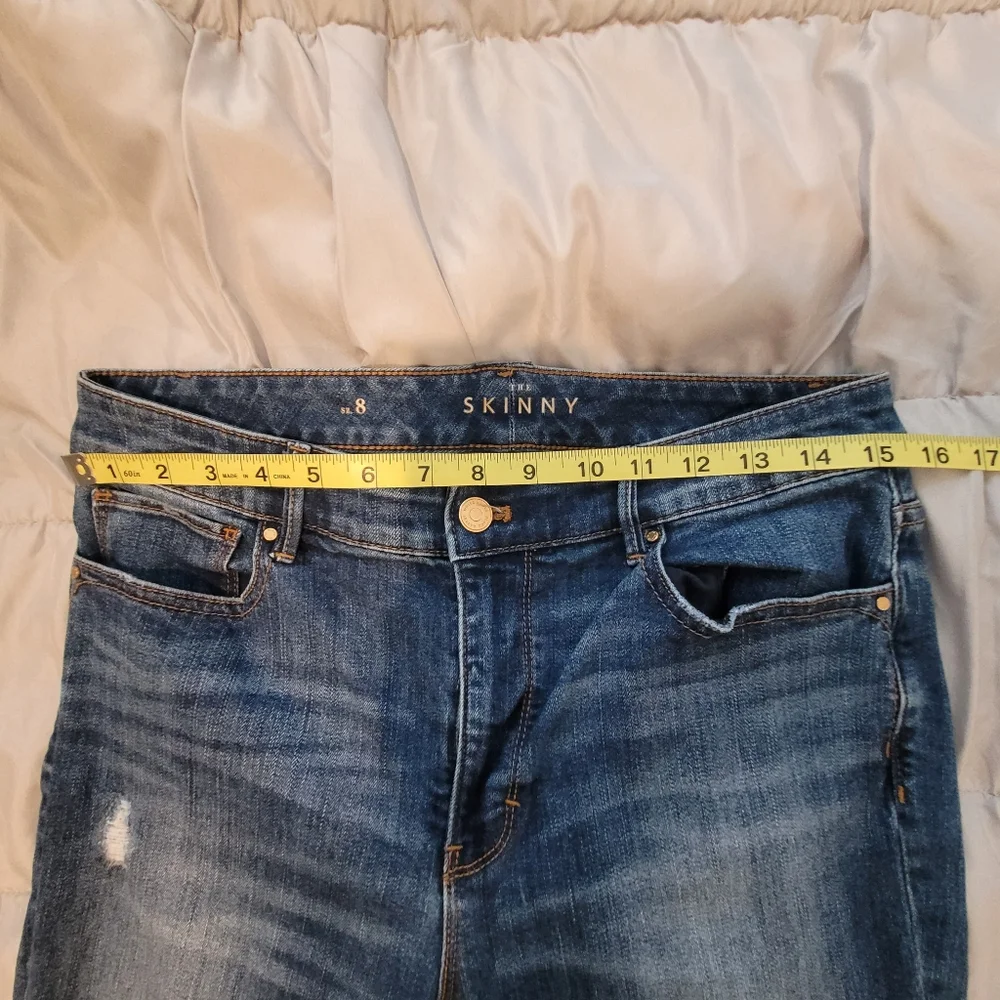 White House Black Market Blue Straight Leg Jeans with Vintage Fade